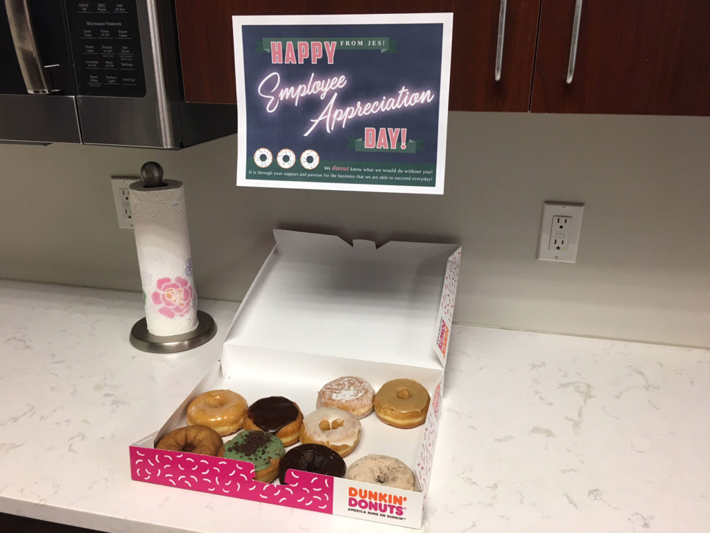 All of the offices had some sort of celebration of the day, including free lunches, Starbucks gift cards and doughnuts.