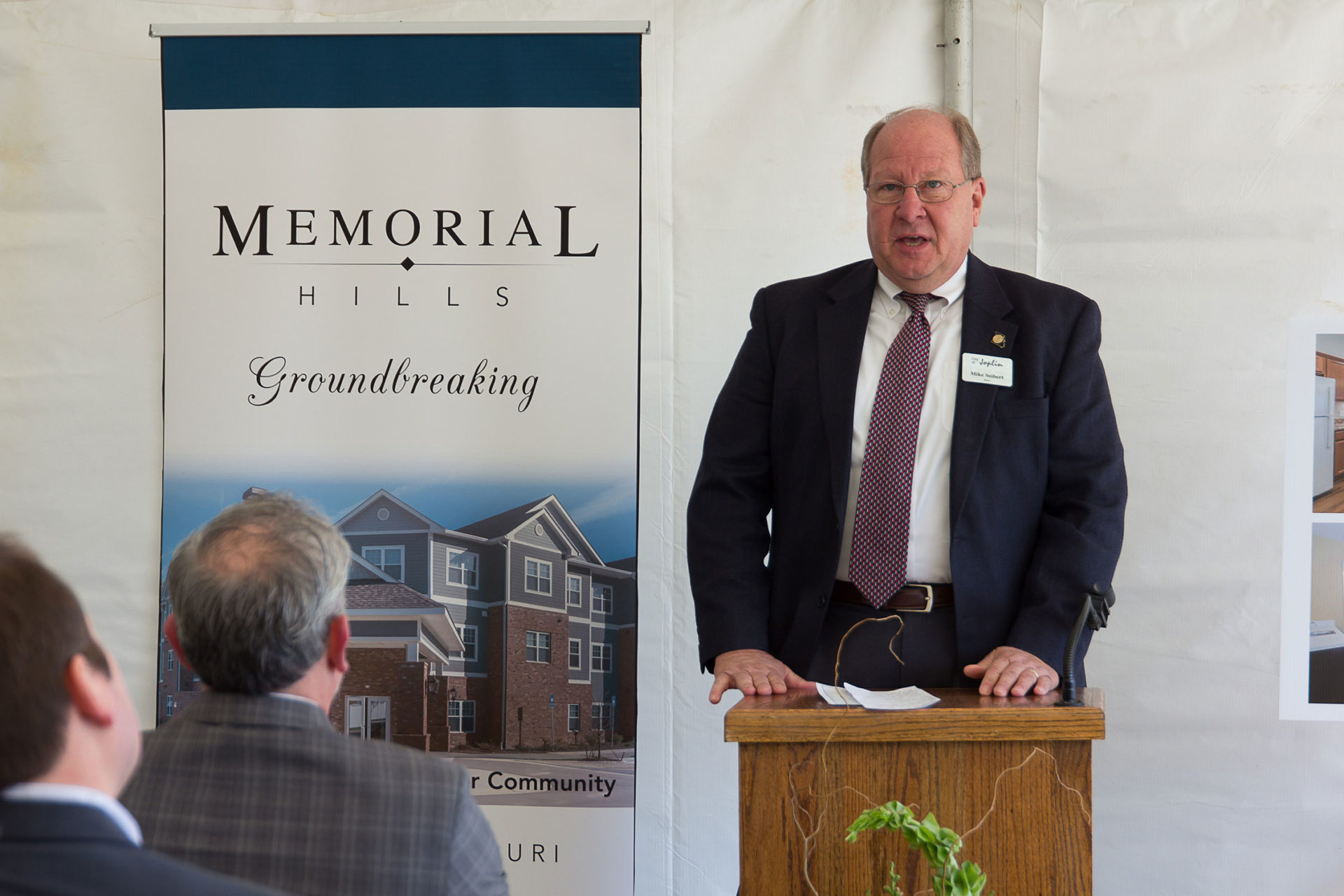 More than 50 community members attended the Memorial Hills Groundbreaking, which included a brief program with remarks by Kevin Parker, President of Parker Development, Fred Osborn, President of Joplin Re-Development Corporation, Lane Roberts, Former Chief Police of Joplin Police Department, and Robert O’Brian, President of the Joplin Area Chamber of Commerce.