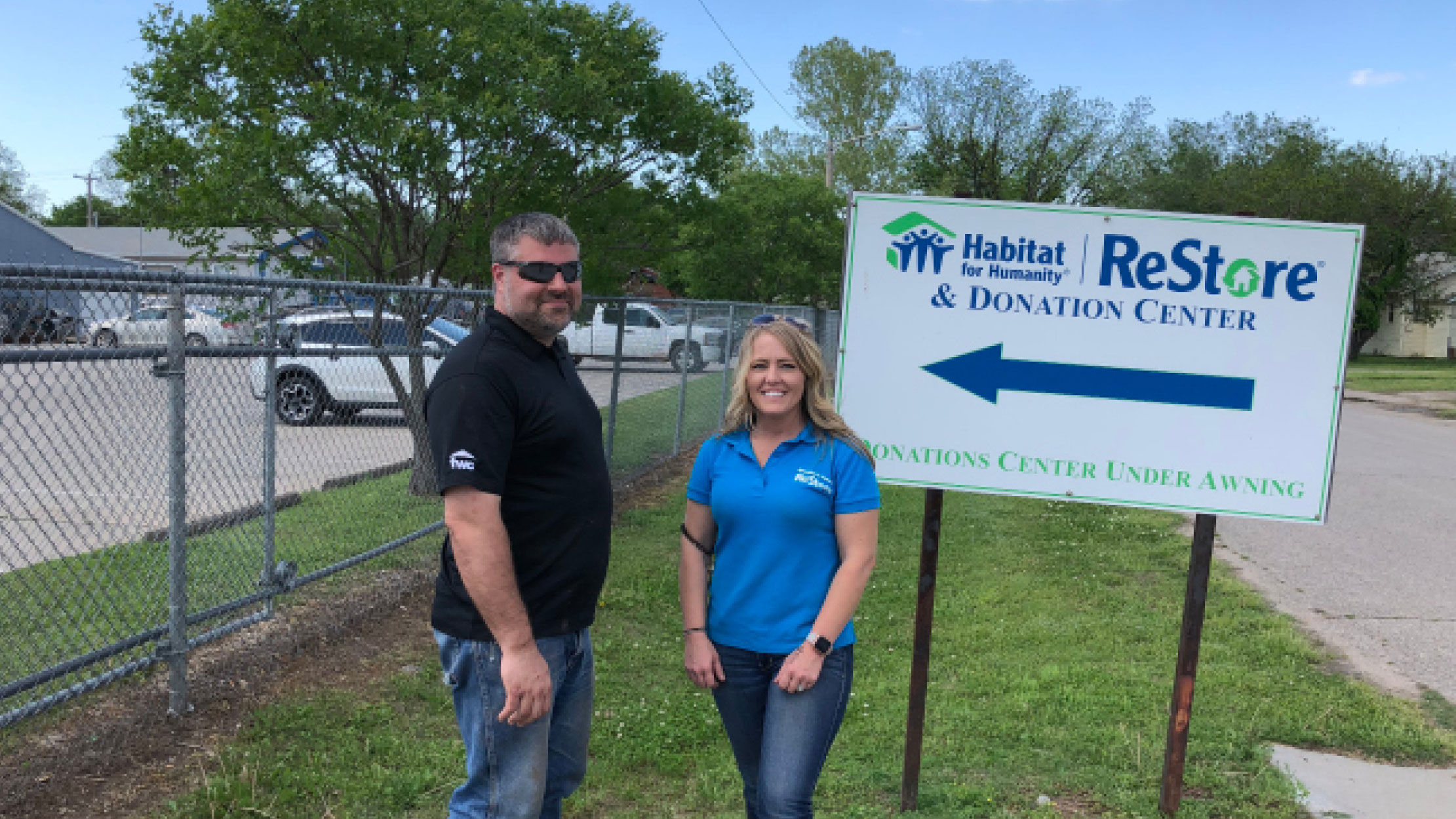 FWC Project Manager Kevin Harvey and ReStore Manager Jennifer Muret pose for a photo after FWC’s donation.